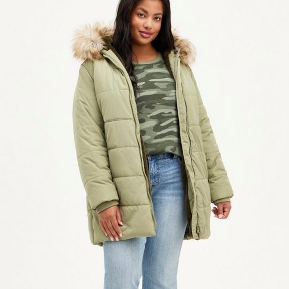 Torrid Nylon Fur Trim Fit And Flare Puffer - Picture 1 of 4